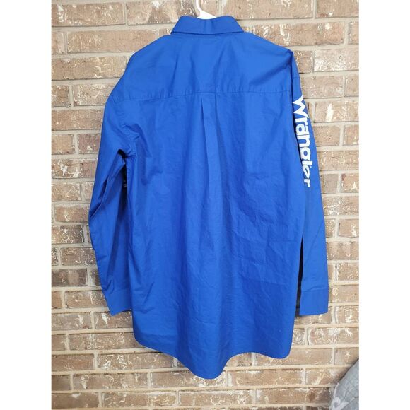 Wrangler George Strait Collection Logo Royal Blue Long Sleeve Button Down, Mens - Picture 4 of 4